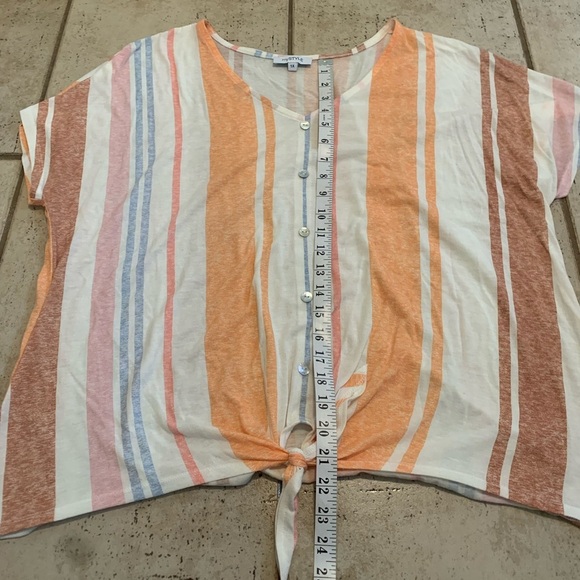 MySTYLE Striped Tie-Front Top 1X - Picture 6 of 6